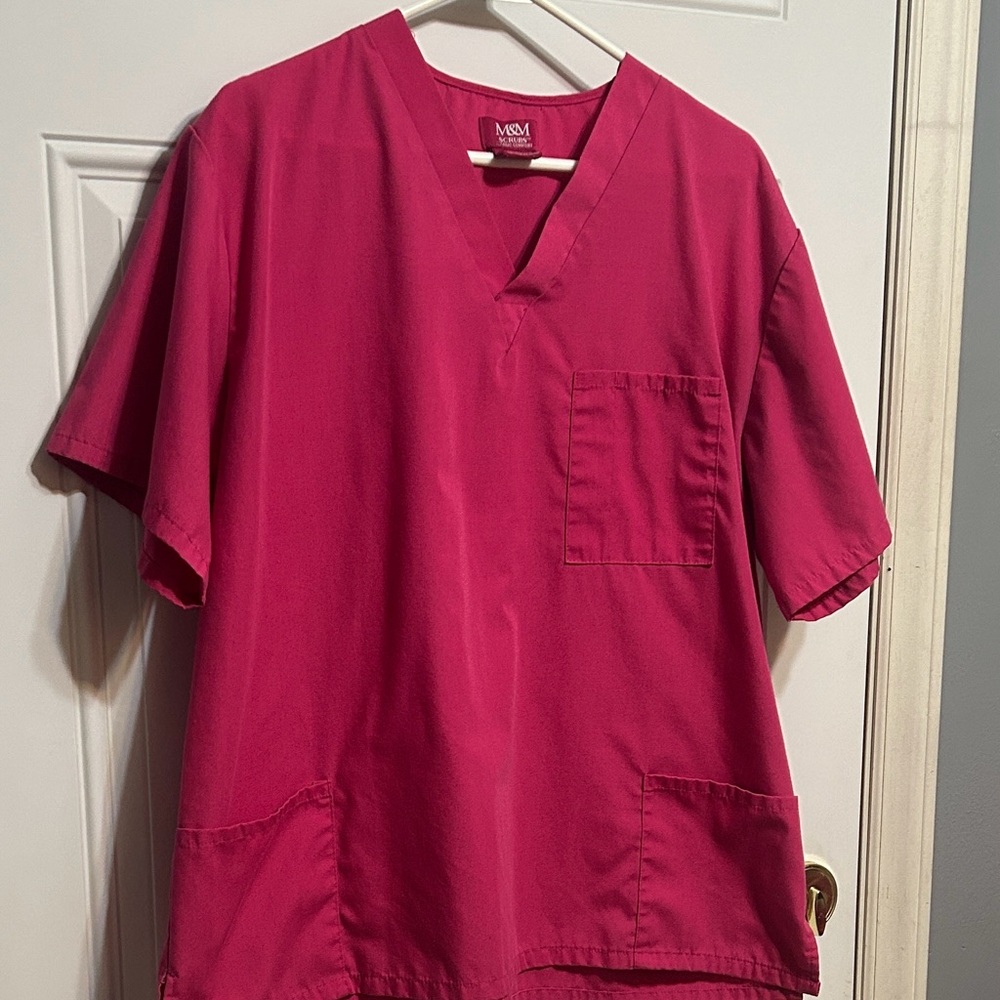 Vibrant Pink V-Neck Scrub Top